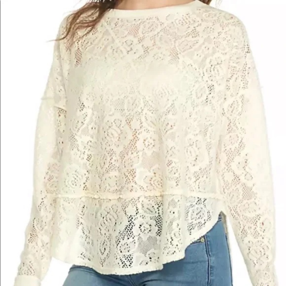 Free People - Lace Cream Blouses Top - Picture 8 of 8